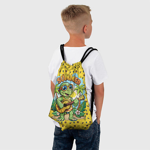 Мешок для обуви Черепаха с гитарой на острове / 3D-принт – фото 4