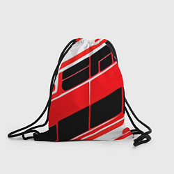 Рюкзак-мешок Красно-белые полосы и чёрный фон, цвет: 3D-принт