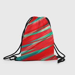 Рюкзак-мешок Красный и бирюзовый абстрактный полосы, цвет: 3D-принт