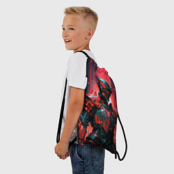Рюкзак-мешок Киборг в красно неоне, цвет: 3D-принт — фото 2