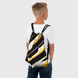 Рюкзак-мешок Жёлто-белые широкие линии на чёрном фоне, цвет: 3D-принт — фото 2