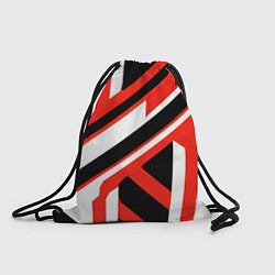 Рюкзак-мешок Чёрно-красные полосы на белом фоне, цвет: 3D-принт
