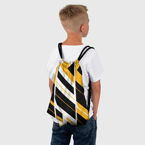 Мешок для обуви Black and yellow stripes on a white background / 3D-принт – фото 4