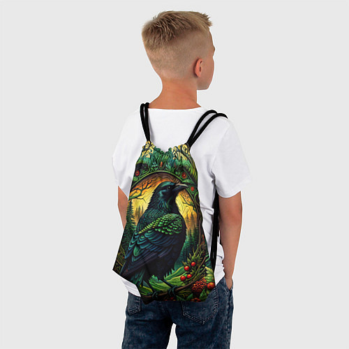 Мешок для обуви Скандинавский ворон лесной узор / 3D-принт – фото 4