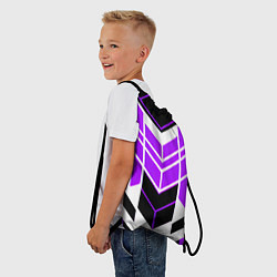 Рюкзак-мешок Purple and black stripes on a white background, цвет: 3D-принт — фото 2