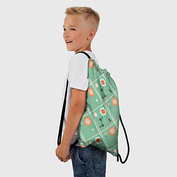 Рюкзак-мешок Зеленый цветочный - ретро, цвет: 3D-принт — фото 2