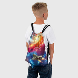 Рюкзак-мешок Космолёт в неоновом космосе, цвет: 3D-принт — фото 2