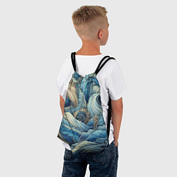 Рюкзак-мешок Паттерн из перьев и джинсы - нейросеть, цвет: 3D-принт — фото 2