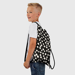 Рюкзак-мешок Черный фон с белыми кружками, цвет: 3D-принт — фото 2