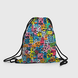 Рюкзак-мешок Весёлые лица абстрактные, цвет: 3D-принт