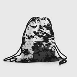 Рюкзак-мешок Камуфляжные пиксели чёрно белый, цвет: 3D-принт