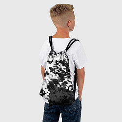 Рюкзак-мешок Камуфляжные пиксели чёрно белый, цвет: 3D-принт — фото 2