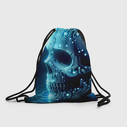 Мешок для обуви Cyber neon skull - ai art с дорожками на плате
