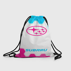 Рюкзак-мешок Subaru neon gradient style по-центру, цвет: 3D-принт