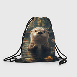 Рюкзак-мешок Выдра в летнем пруду, цвет: 3D-принт