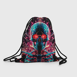 Рюкзак-мешок Neon cyber skull - ai art fantasy, цвет: 3D-принт