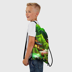 Рюкзак-мешок Природа Японии в зеленых цветах, цвет: 3D-принт — фото 2