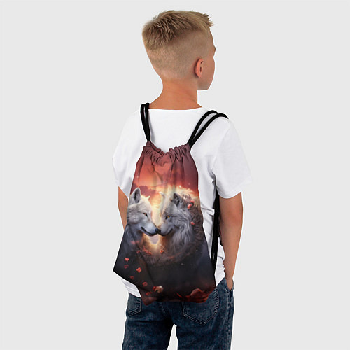 Мешок для обуви Влюбленные волки в цветах / 3D-принт – фото 4