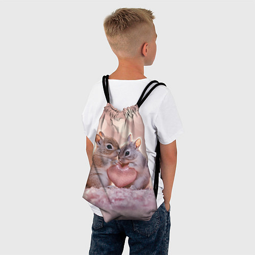 Мешок для обуви Влюбленные белочки с сердечком / 3D-принт – фото 4