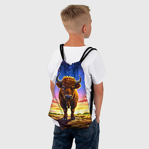 Мешок для обуви Буйвол в звездной ночи / 3D-принт – фото 4