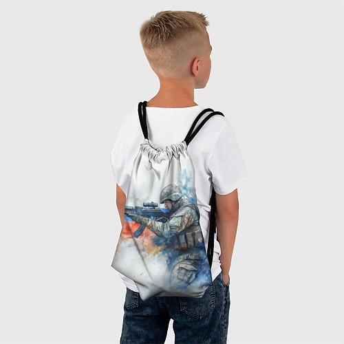 Мешок для обуви Русский солдат и флаг России / 3D-принт – фото 4