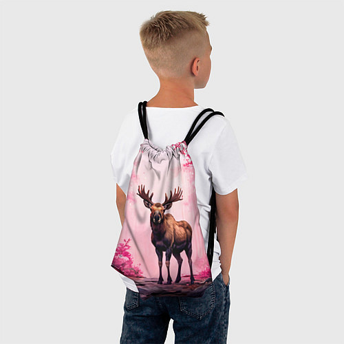 Мешок для обуви Лось в розовом лесу / 3D-принт – фото 4