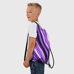 Рюкзак-мешок Волнистые вертикальные чёрно-фиолетовые полосы, цвет: 3D-принт — фото 2