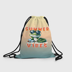 Рюкзак-мешок Крокодил на пляже, цвет: 3D-принт