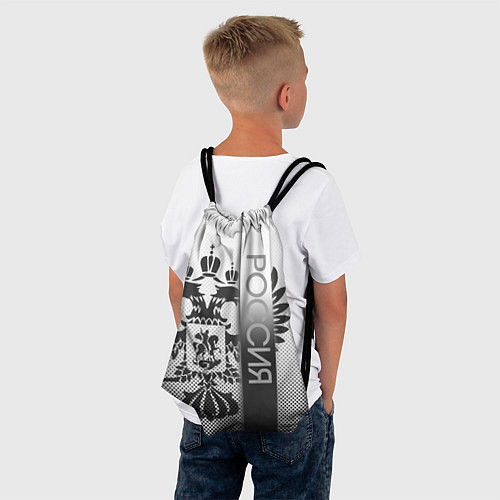 Мешок для обуви Герб Российской федерации белый с чёрным / 3D-принт – фото 4