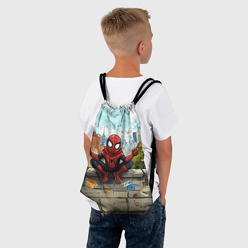 Мешок для обуви Маленький человек-паук в городе / 3D-принт – фото 4
