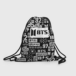 Рюкзак-мешок Bangtan Boys pattern black, цвет: 3D-принт