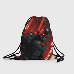 Рюкзак-мешок Черный Бэтмен на фоне красного города, цвет: 3D-принт
