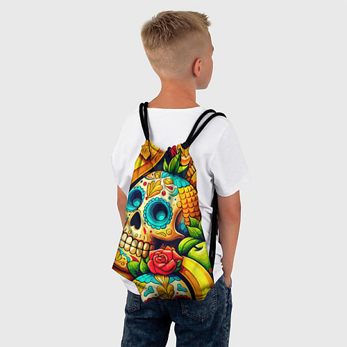 Мешок для обуви Colorfull skulls and bananas - pop art pattern / 3D-принт – фото 4