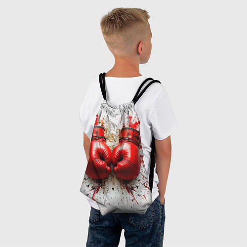 Мешок для обуви Красные бойцовские перчатки на белом / 3D-принт – фото 4