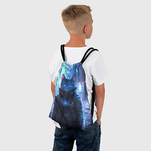 Мешок для обуви Кот в стиле киберпанк / 3D-принт – фото 4