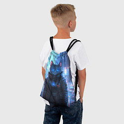 Рюкзак-мешок Кот в стиле киберпанк, цвет: 3D-принт — фото 2