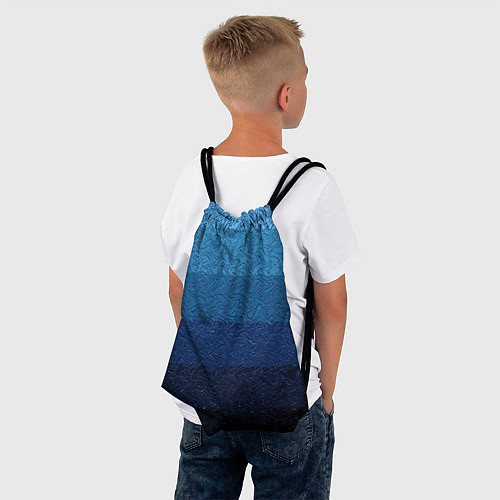 Мешок для обуви Сине-голубой градиент полосами с узором / 3D-принт – фото 4