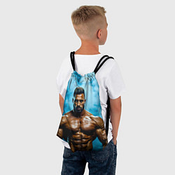 Рюкзак-мешок Бодибилдер в синем дыму, цвет: 3D-принт — фото 2