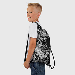 Рюкзак-мешок Белый дракон на черном, цвет: 3D-принт — фото 2