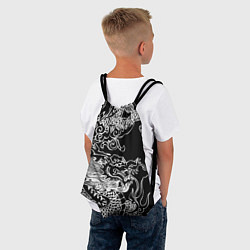 Рюкзак-мешок Белый дракон на черном, цвет: 3D-принт — фото 2