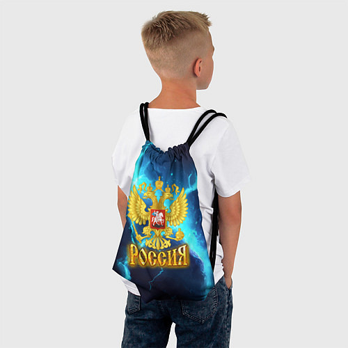 Мешок для обуви Россия герб на синих молниях / 3D-принт – фото 4