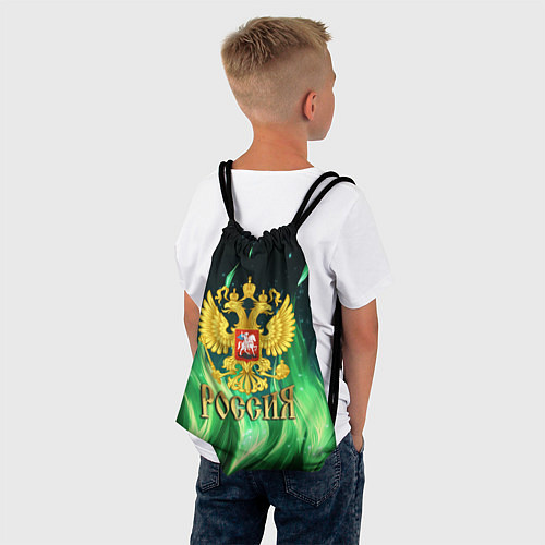 Мешок для обуви Россия на фоне зеленого огня / 3D-принт – фото 4