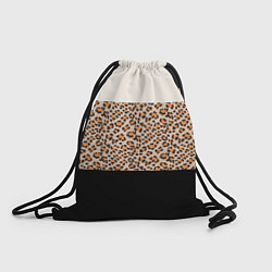 Рюкзак-мешок Леопардовый паттерн с черной и бежевой полосой, цвет: 3D-принт
