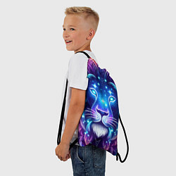 Рюкзак-мешок Космический неоновый лев - нейроарт, цвет: 3D-принт — фото 2