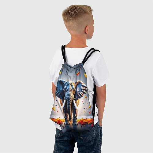 Мешок для обуви Геометрический слон и цветные полигоны / 3D-принт – фото 4