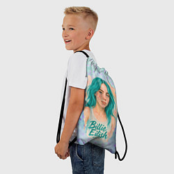 Рюкзак-мешок Билли Айлиш бирюзовые волосы, цвет: 3D-принт — фото 2