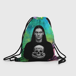 Мешок для обуви Bones без зрачков держит череп в руках