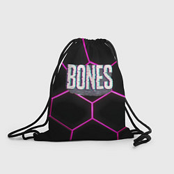 Рюкзак-мешок Bones белый глитч лого, цвет: 3D-принт
