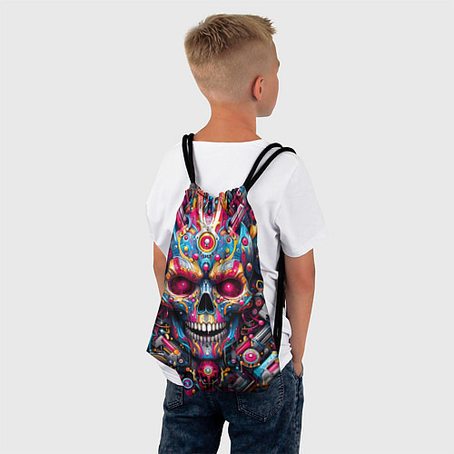 Мешок для обуви Art cyber skull - ai art fantasy / 3D-принт – фото 4
