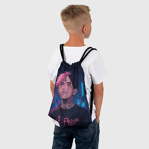 Мешок для обуви LiL Peep - Неоновый аниме арт / 3D-принт – фото 4